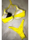 Желтый женский купальник пуш ап 3D завышенное танго Анжелика
